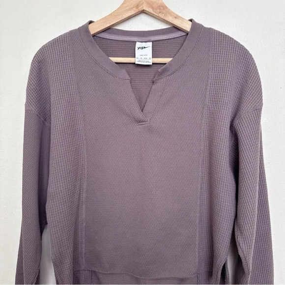 Nike Yoga Womens Xsmall Waffle  Knit Slit Neck Shirt - Picture 5 of 16